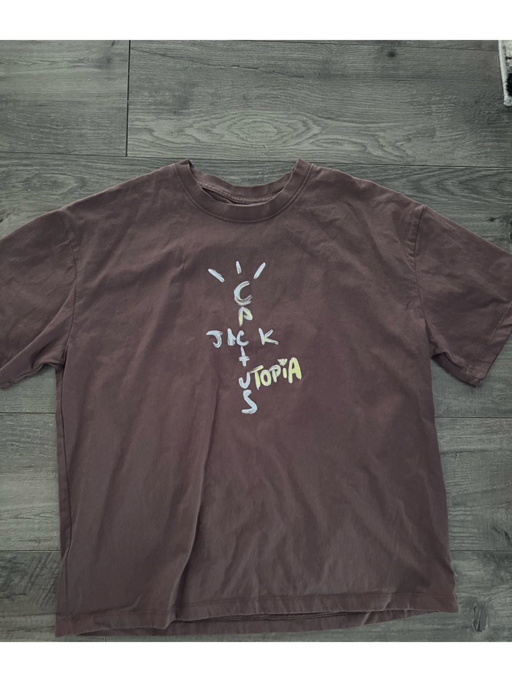 Cactus Jack by Travis Scott Brown Short Sleeve Tee with Pastel Script